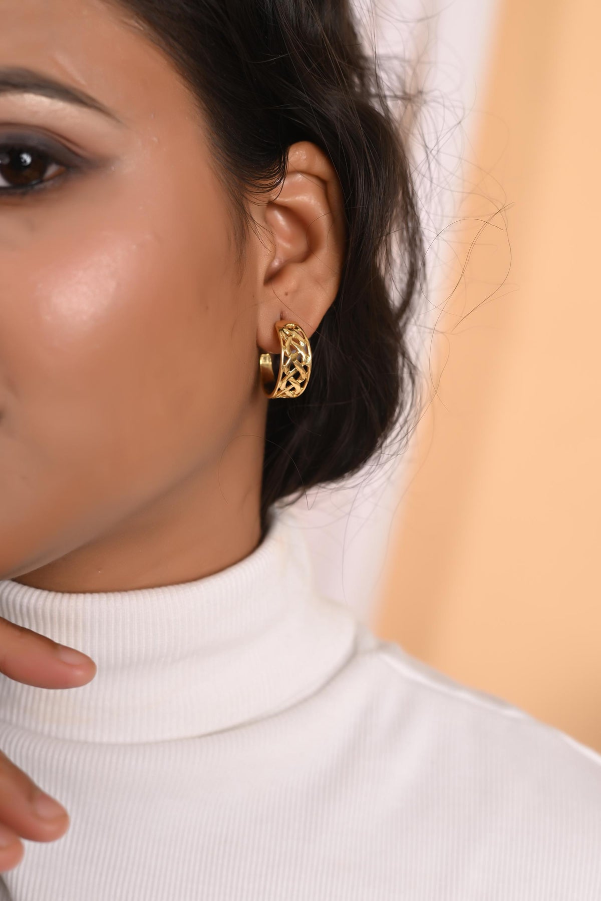 Gold Plated Silver Hoop Earrings: Brass Statement Jewelry