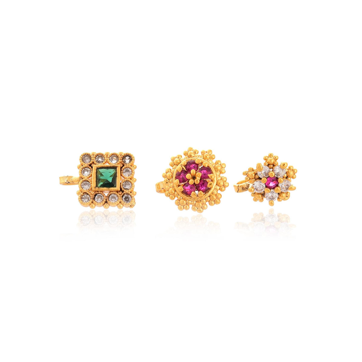 Gold Plated Nose Pin: American Diamond No Pierce Nose Ring