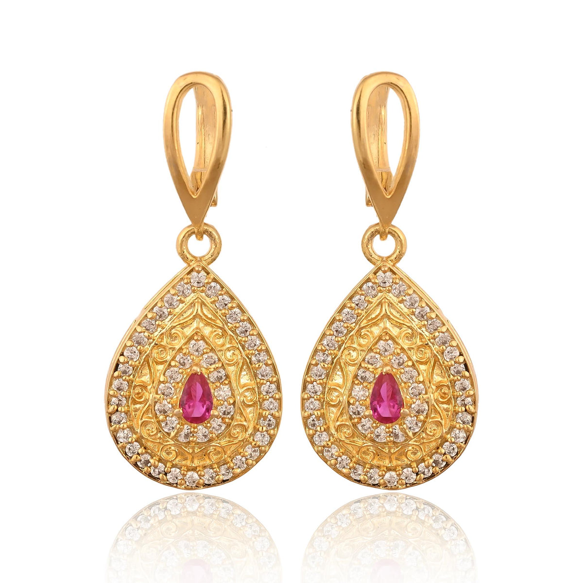 Gold, Silver Drop Earrings for Women, Zircon Studded Jewellery