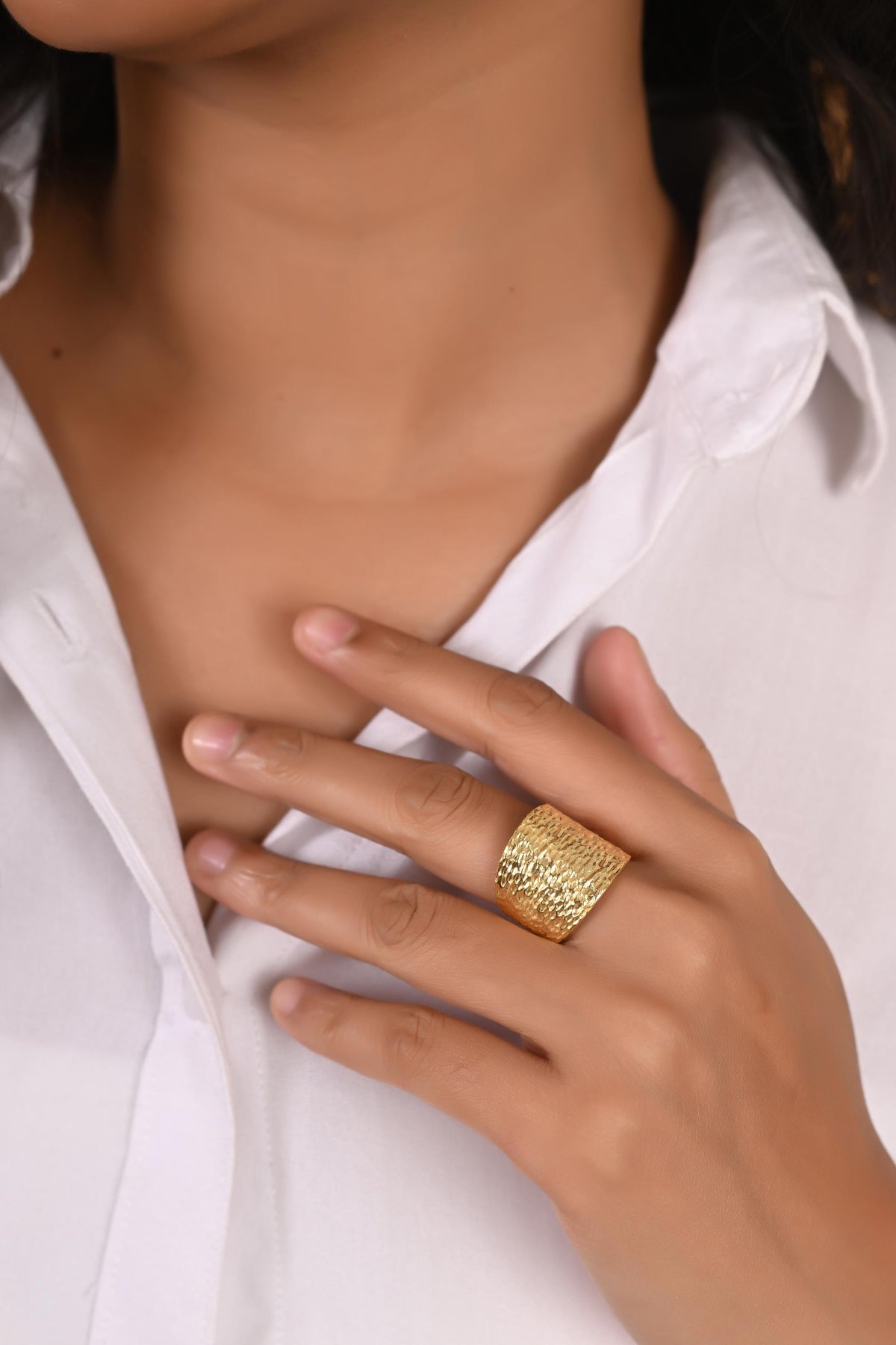 Gold Plated Adjustable Statement Ring for Women & Girls