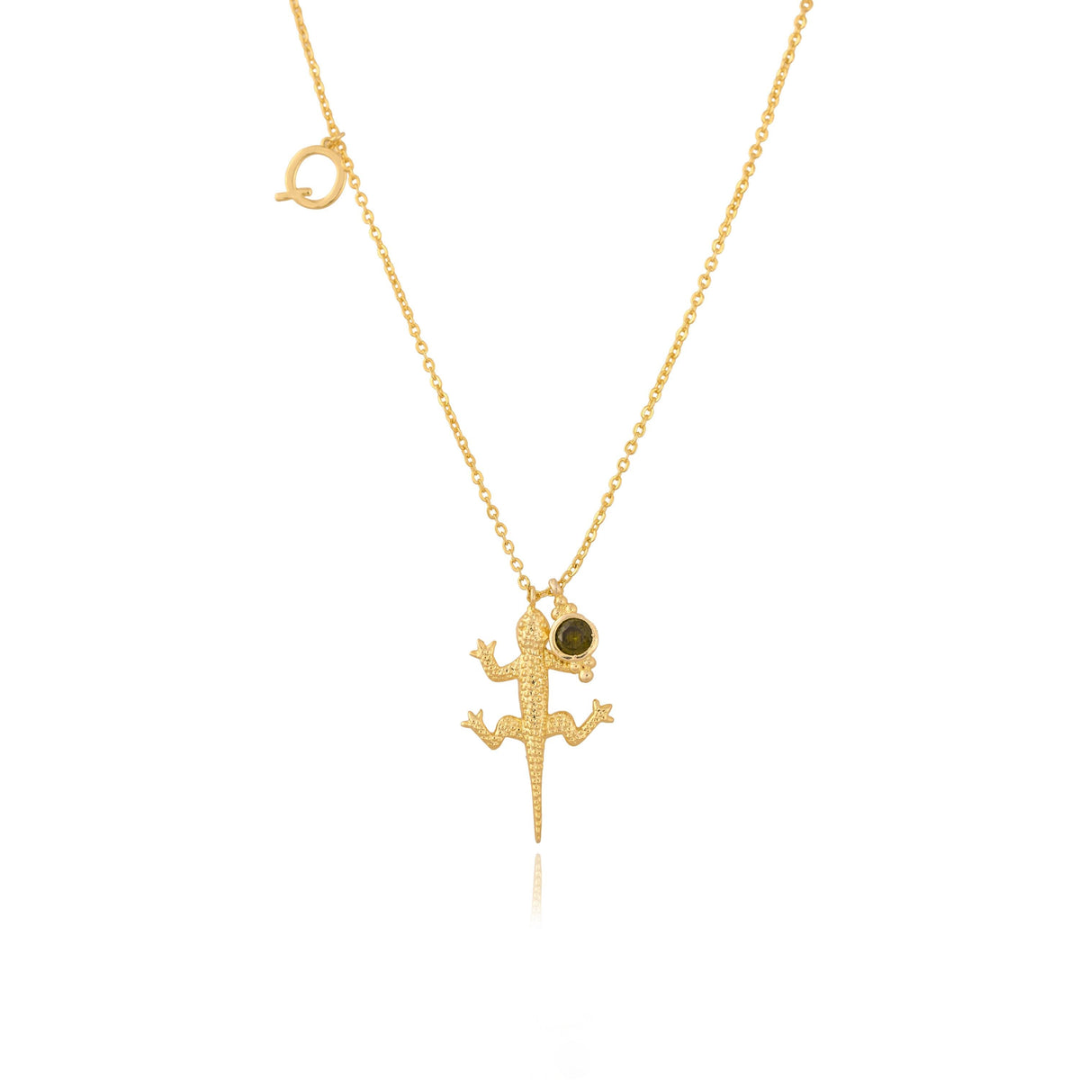 Custom Birthstone Initial Necklace: Personalized Gold Plated Brass Jewelry