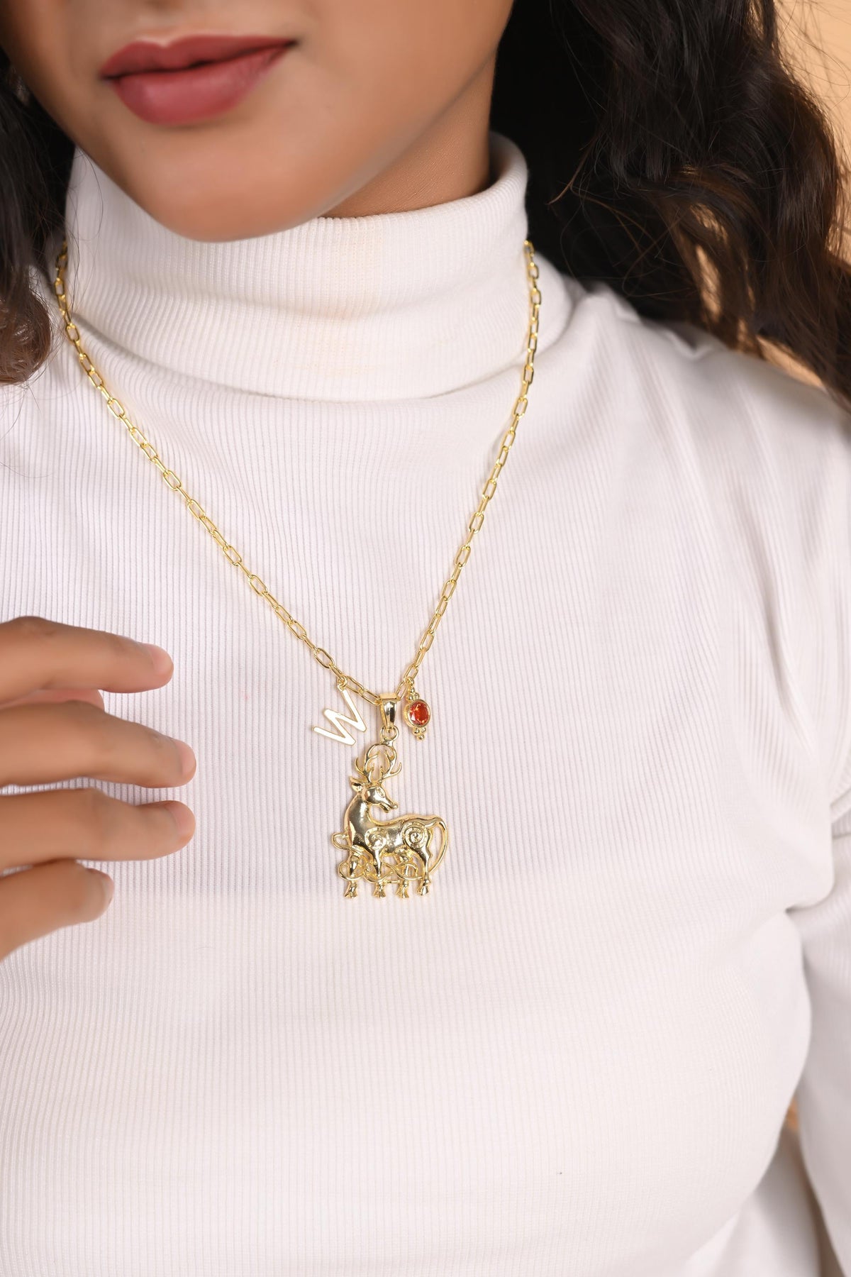 Custom Birthstone Initial Necklace: Personalized Gold Plated Brass Jewelry