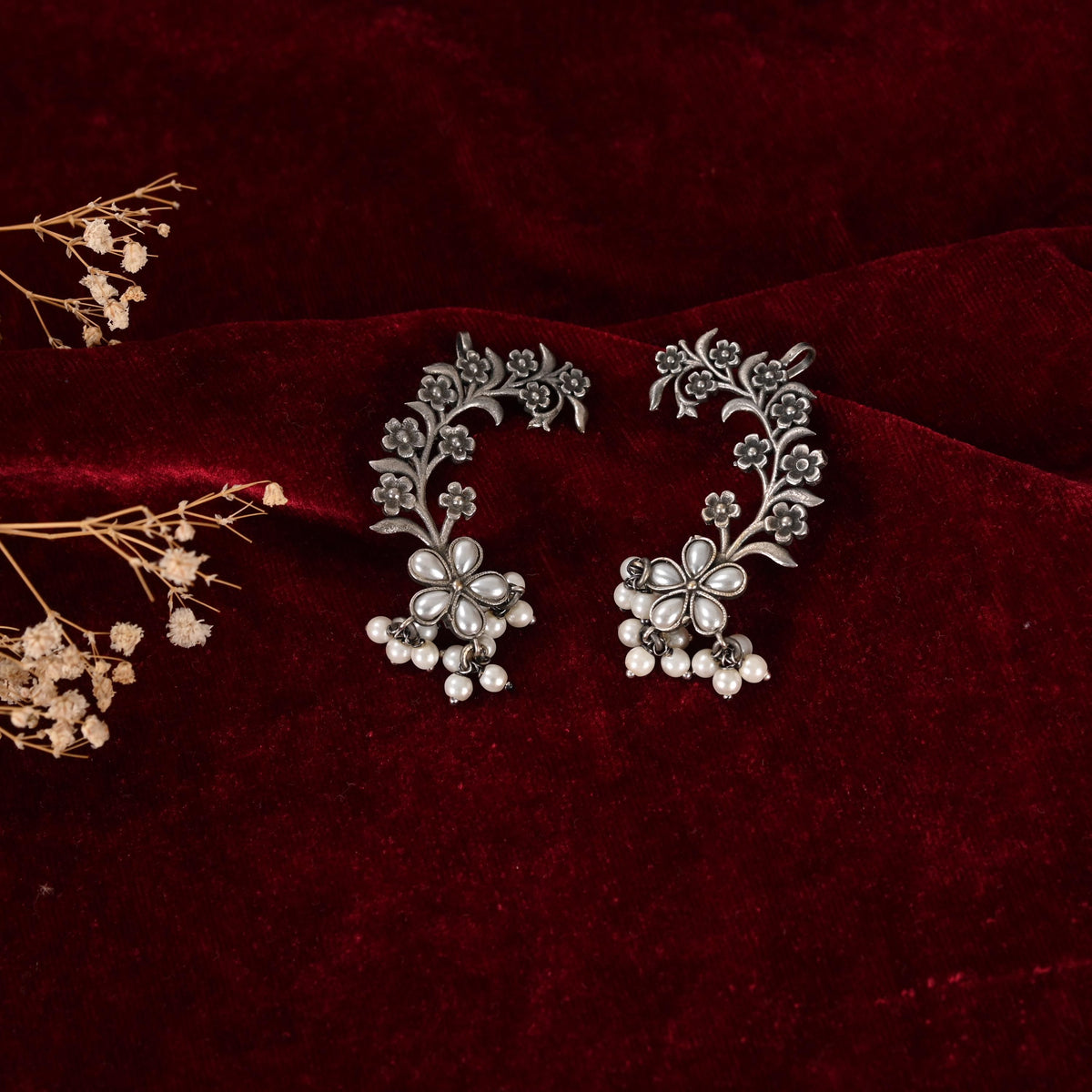 Handmade cuff Earrings for Women, Silver Plated Ear Cuffs for Girls