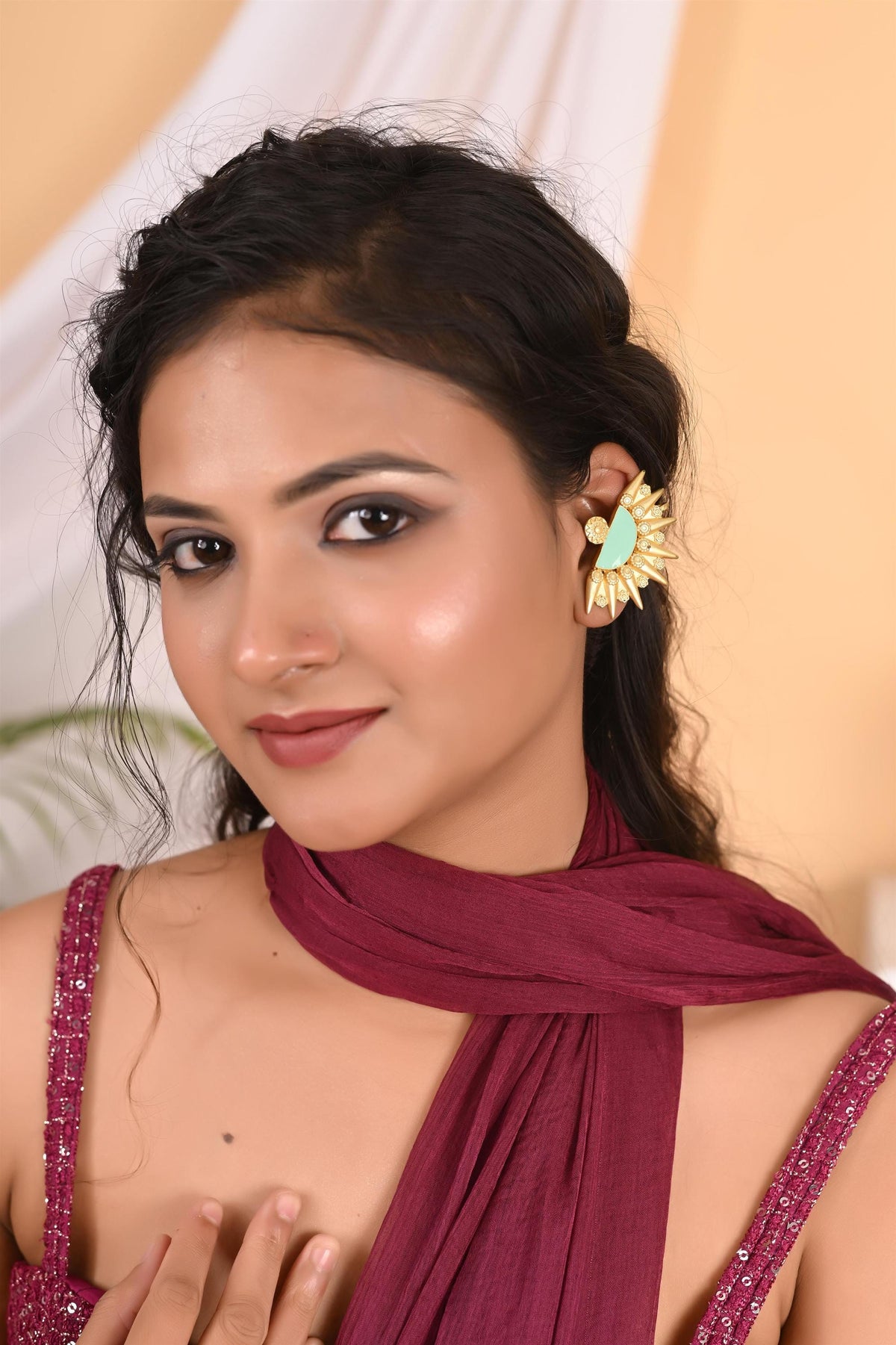 Handcrafted Enamelled Gold-Plated Ear cuffs for Women and Girls