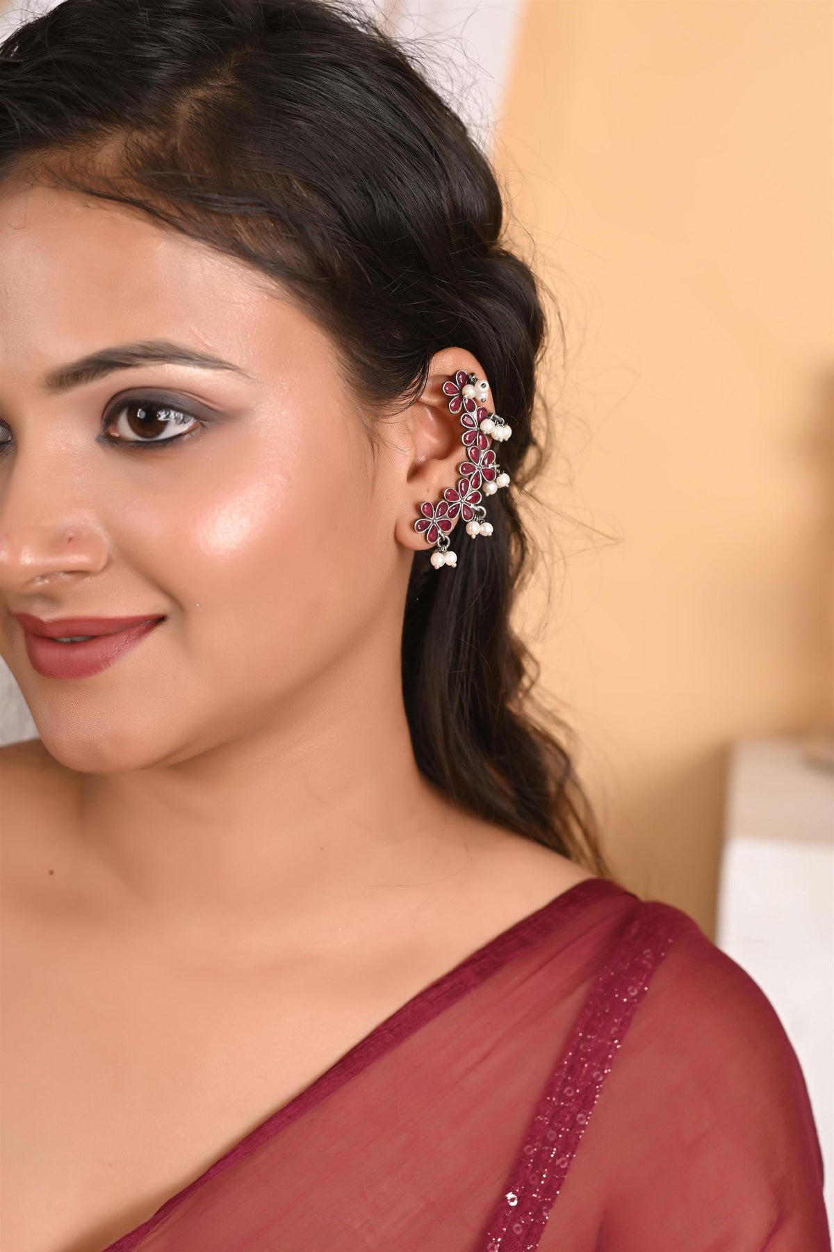 Handmade cuff Earrings for Women, Silver Plated Ear Cuffs for Girls