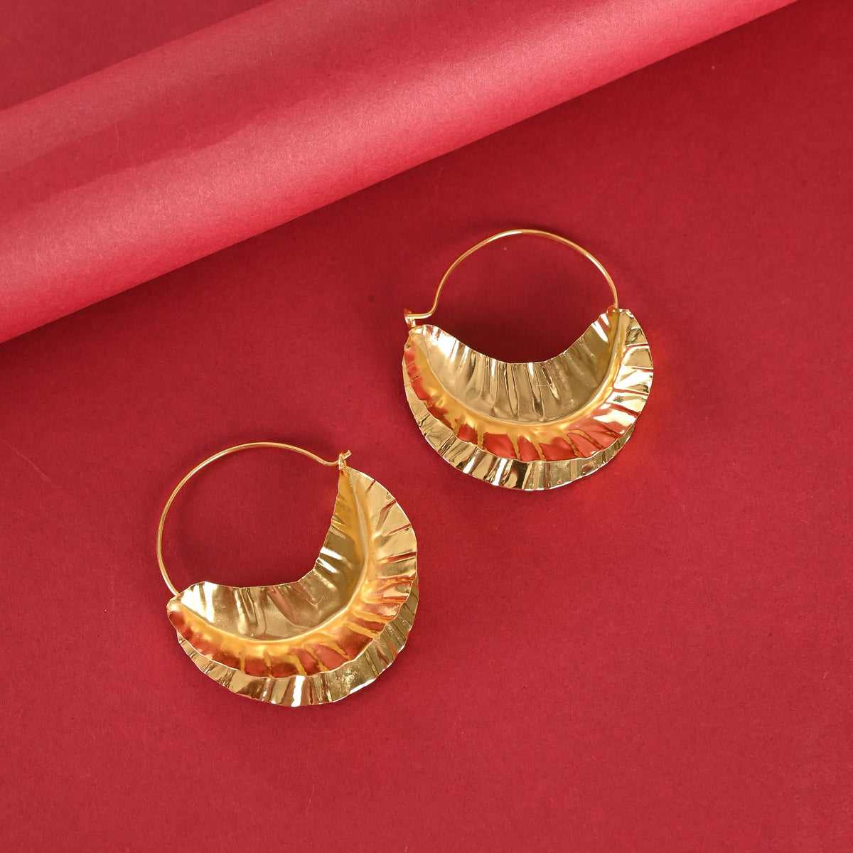 Gold Plated Brass Hoop Earrings Statement Jewelry for women and Girls