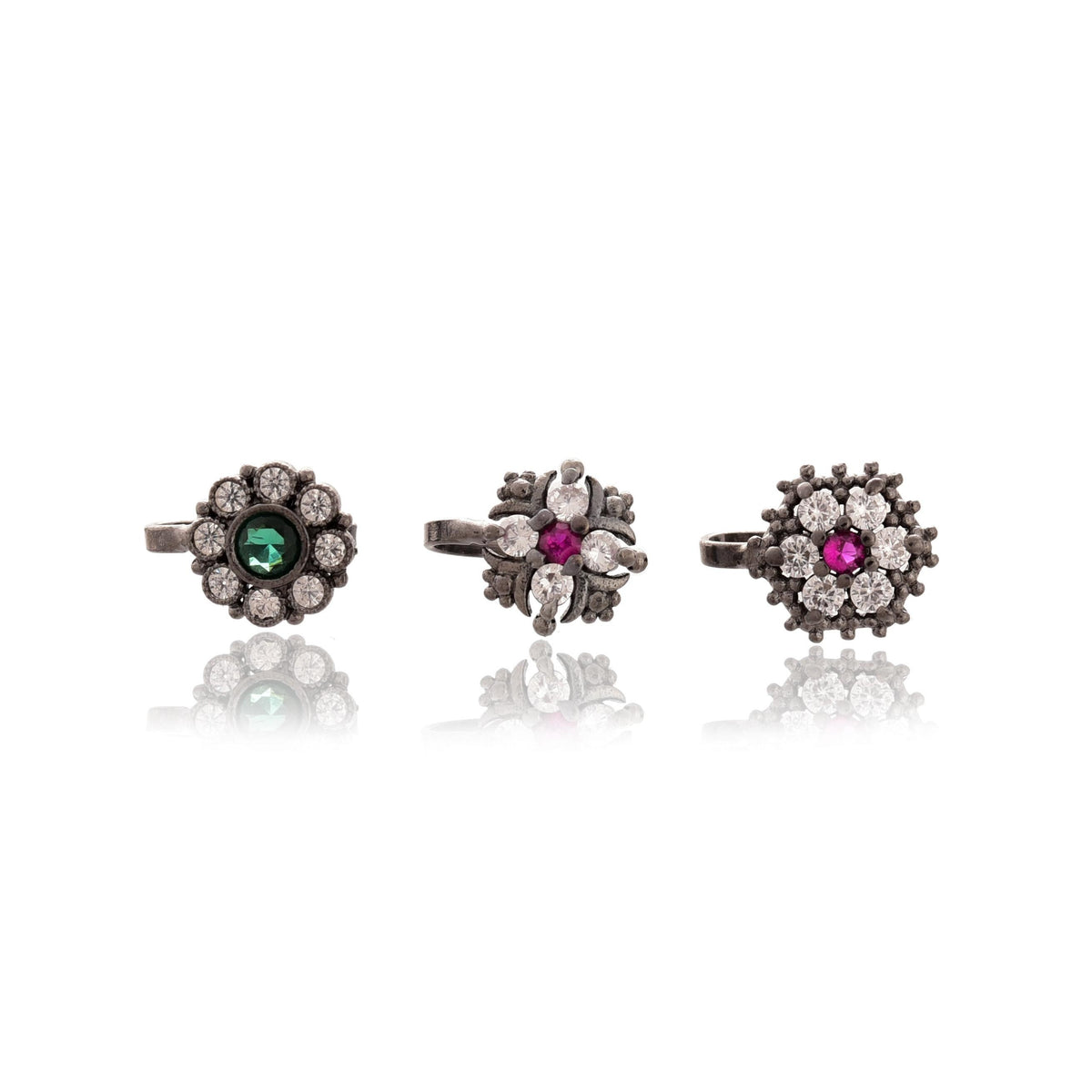 Black Plated Nose Stud: American Diamond Zircon