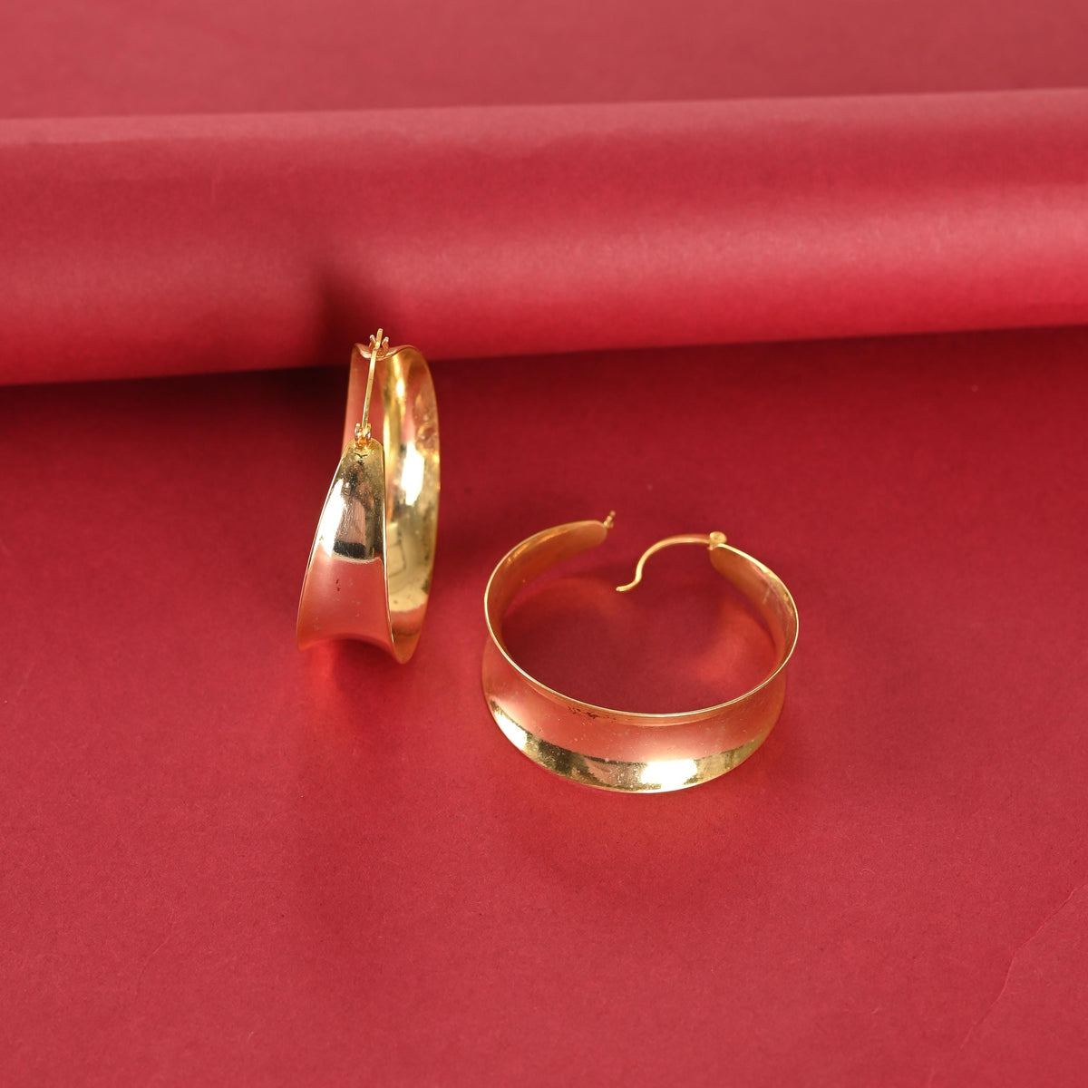 Gold Plated Brass Hoop Earrings: Asymmetrical Statement Jewelry