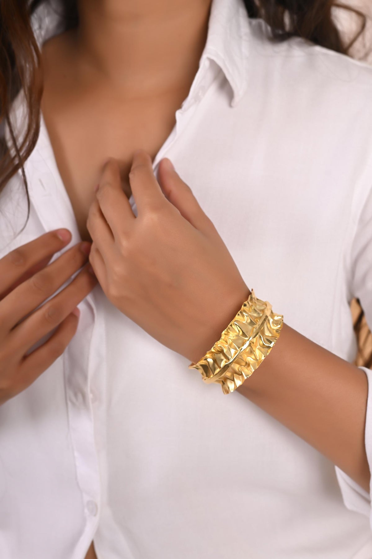 Gold-Plated, Silver-Plated Cuff Bangle for Women and Girls