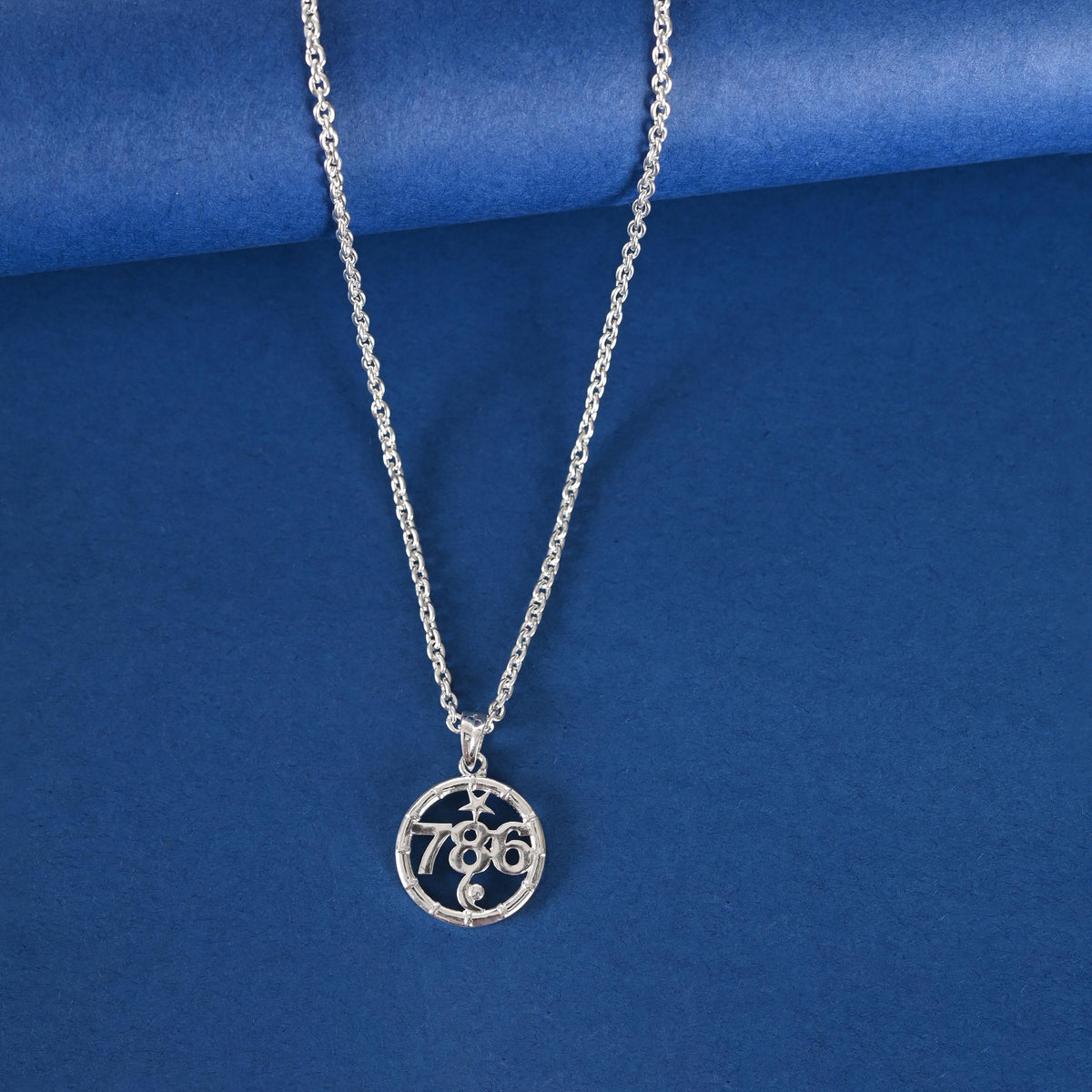 Gold Plated Lucky 786 Pendant, Religious Necklace
