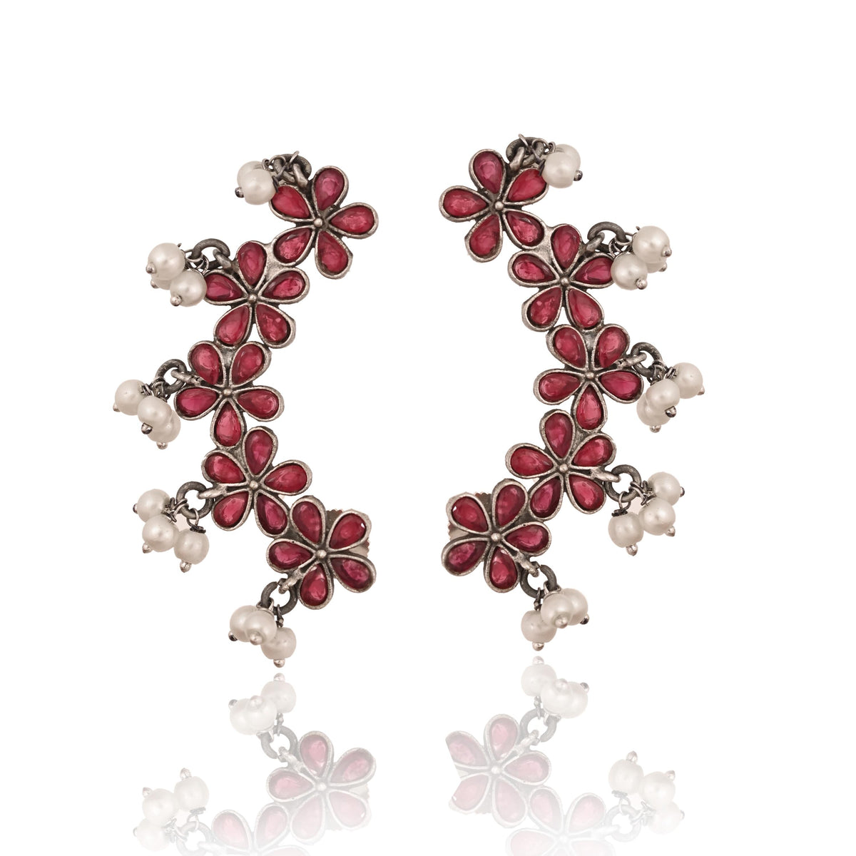 Handmade cuff Earrings for Women, Silver Plated Ear Cuffs for Girls