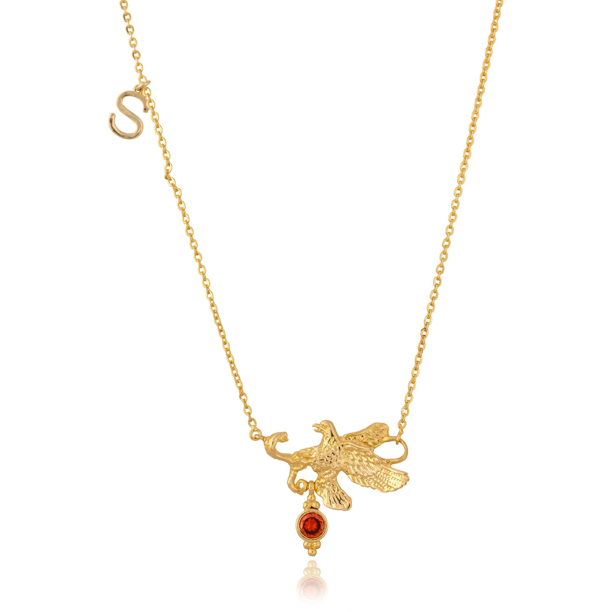 Custom Birthstone Initial Necklace: Personalized Gold Plated Brass Jewelry