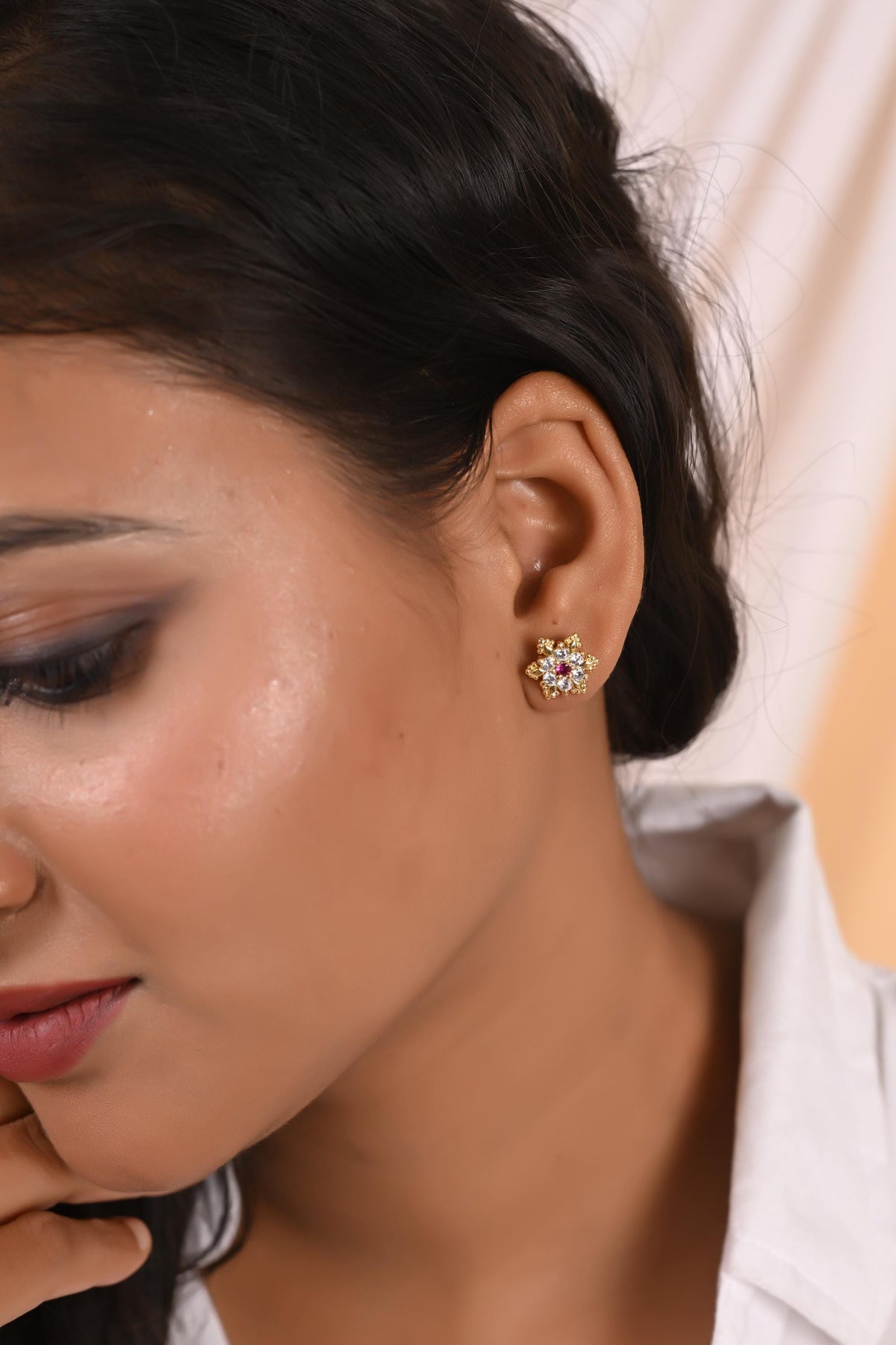 Zircon Stud Earrings: Hypoallergenic Silver, Gold Plated