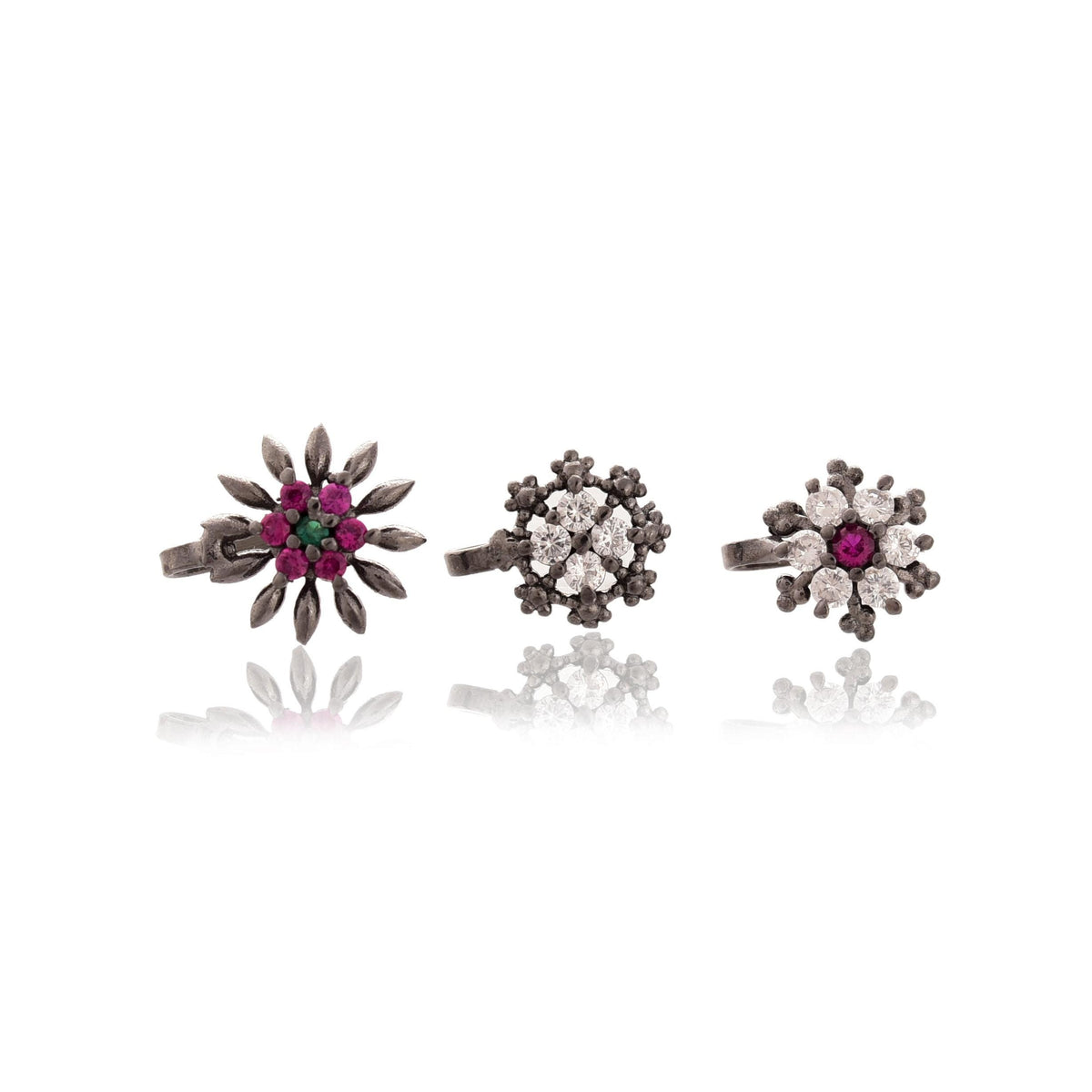 Silver Plated Zircon Nose Stud Set, Non Piercing Nosepin, Set of 3