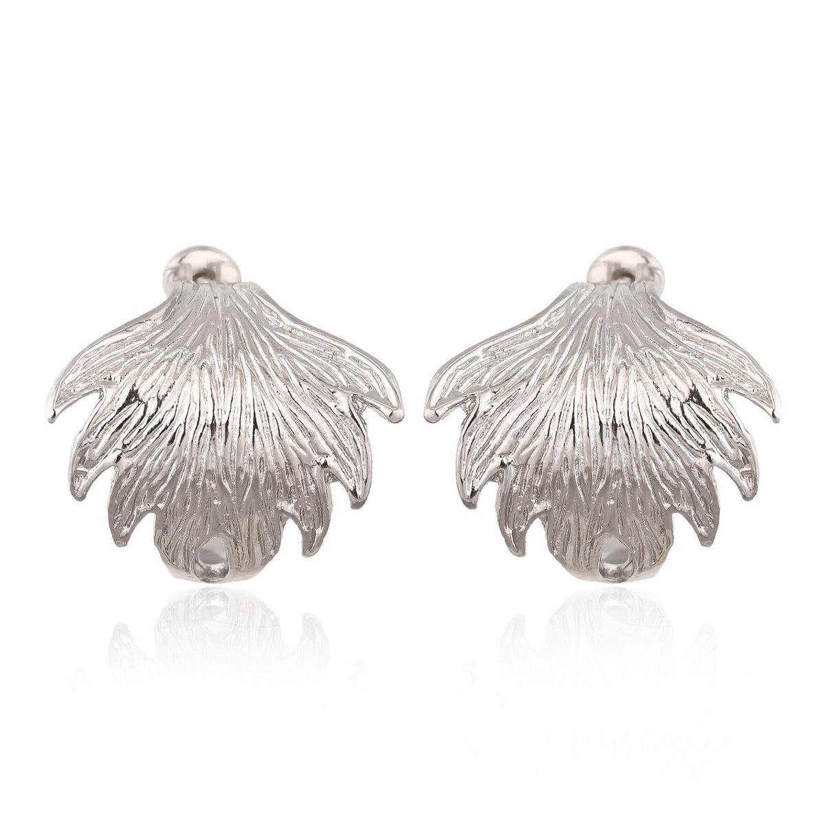 Gold Plated Leafy Silver Hoop Earrings: Brass Statement Jewelry