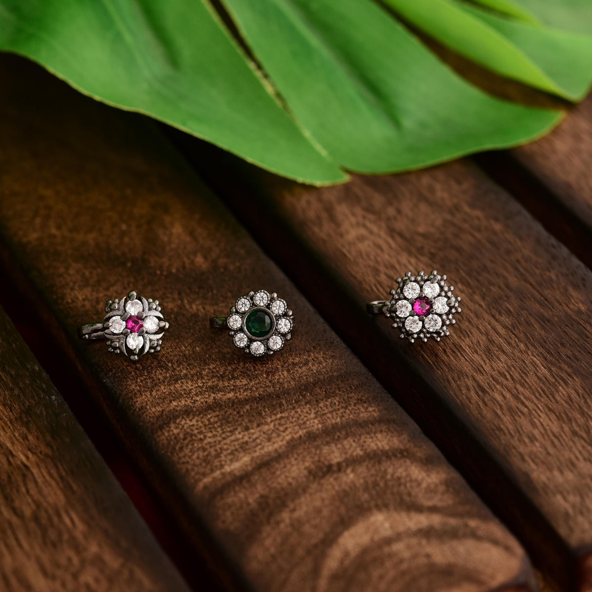 Black Plated Nose Stud: American Diamond Zircon