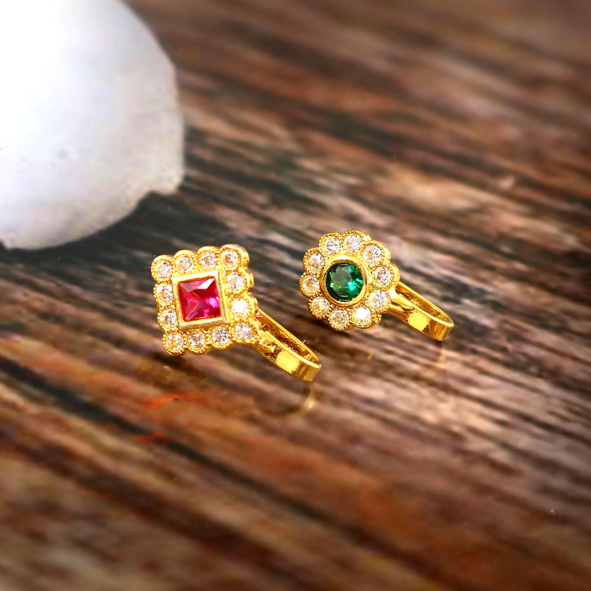 Handmade Zircon Nose Stud for Women and Girls Pack of 2