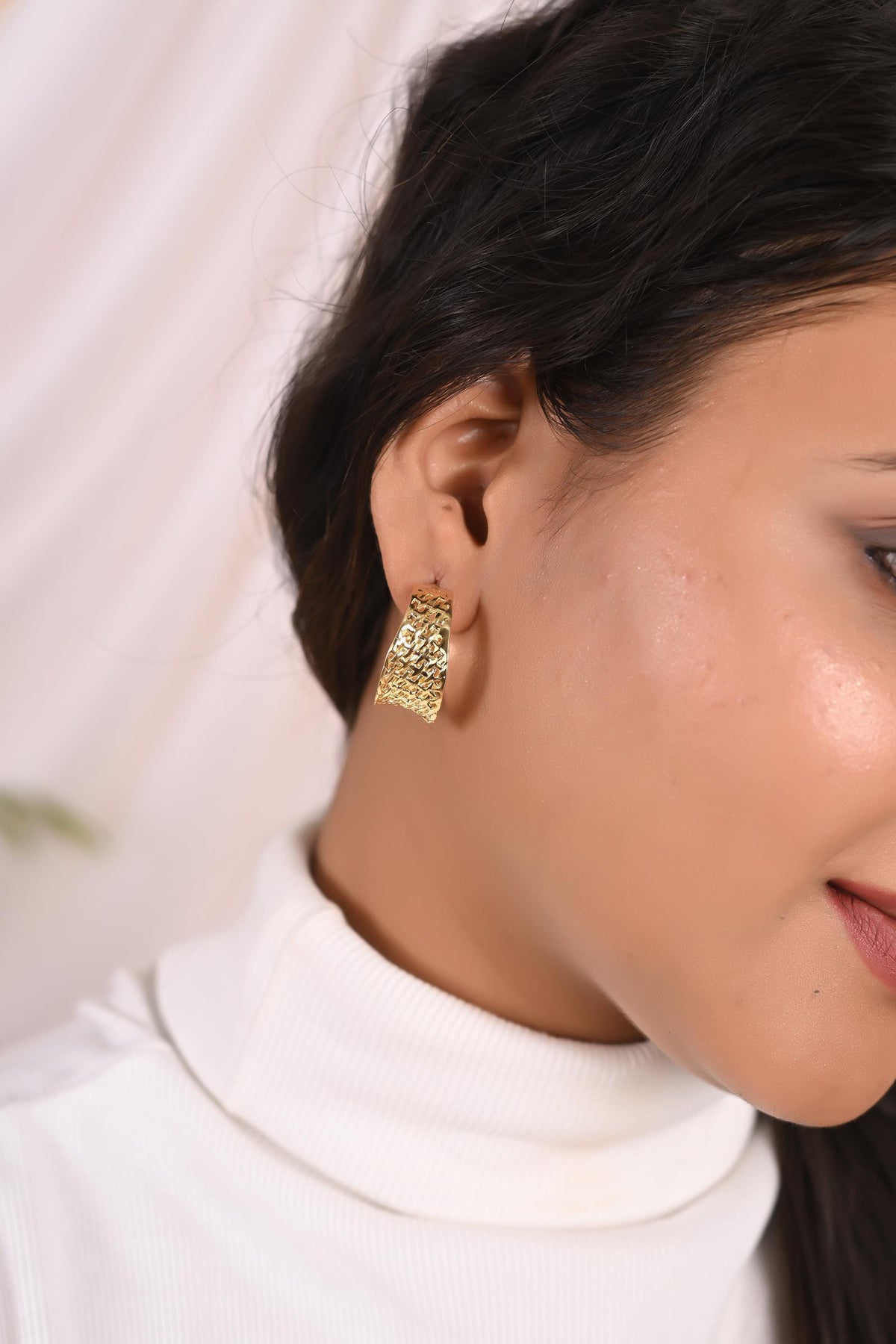 Gold Plated Silver Hoop Earrings: Brass Statement Jewelry