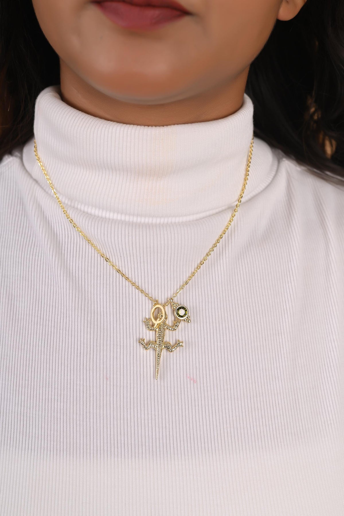 Custom Birthstone Initial Necklace: Personalized Gold Plated Brass Jewelry