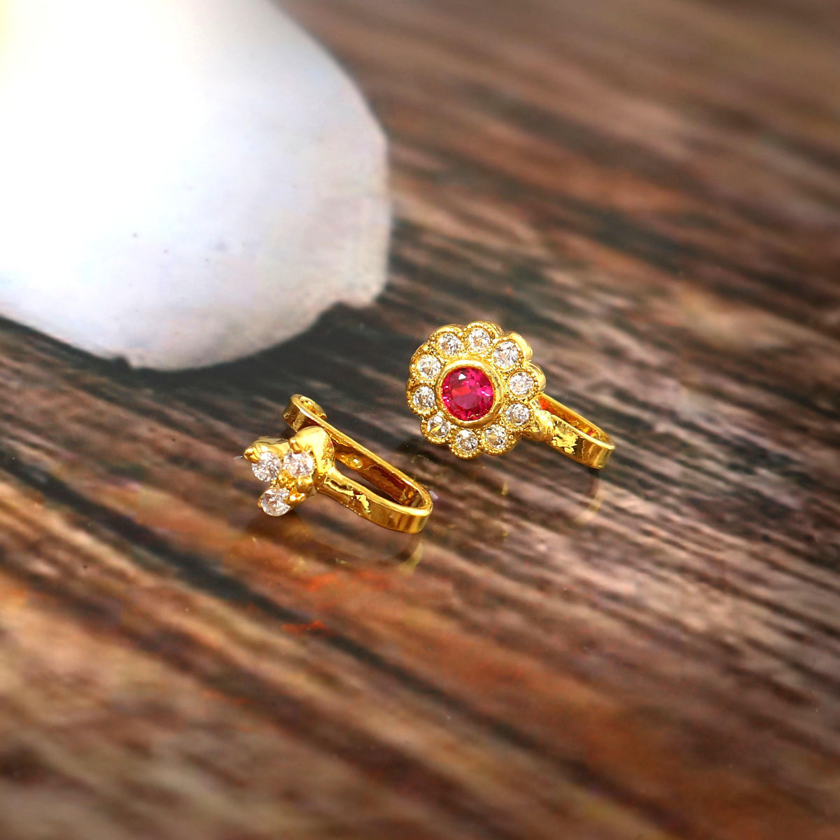 Gold Plated American Diamond Nose Pin Set