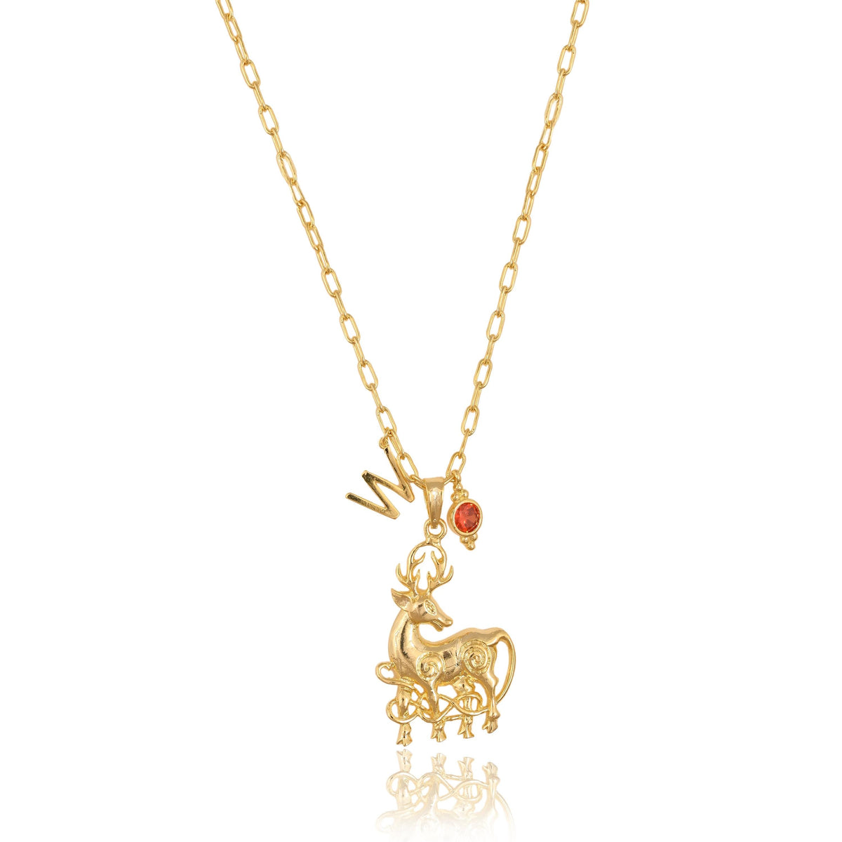 Custom Birthstone Initial Necklace: Personalized Gold Plated Brass Jewelry