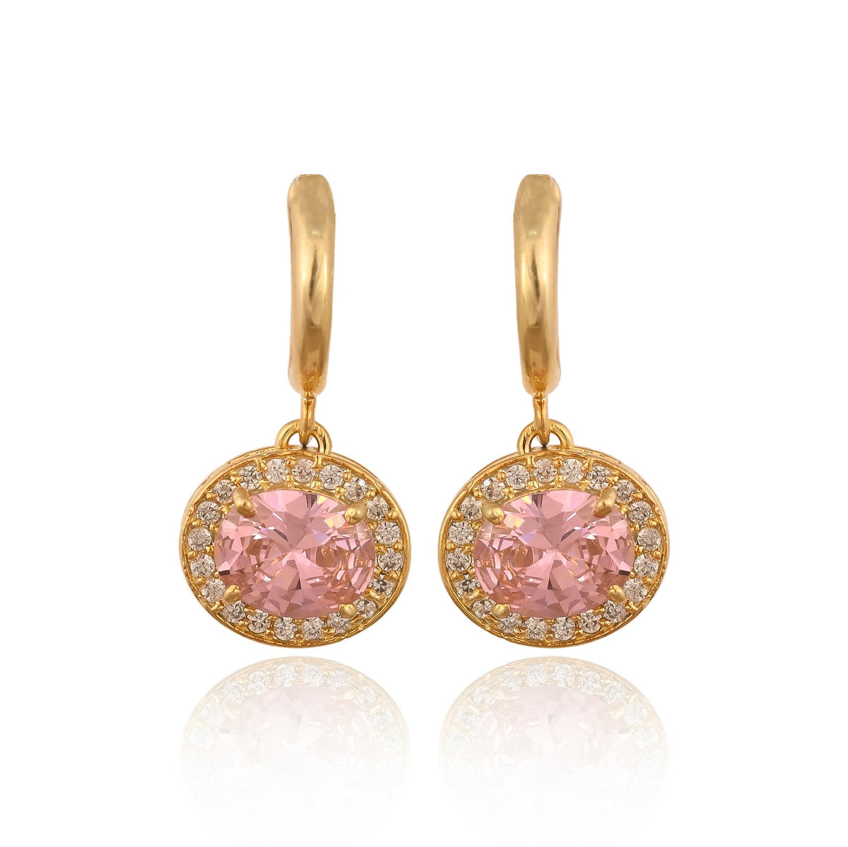 Gold & Silver Plated Oval Hoop Earrings: Brass Dangle Zircon