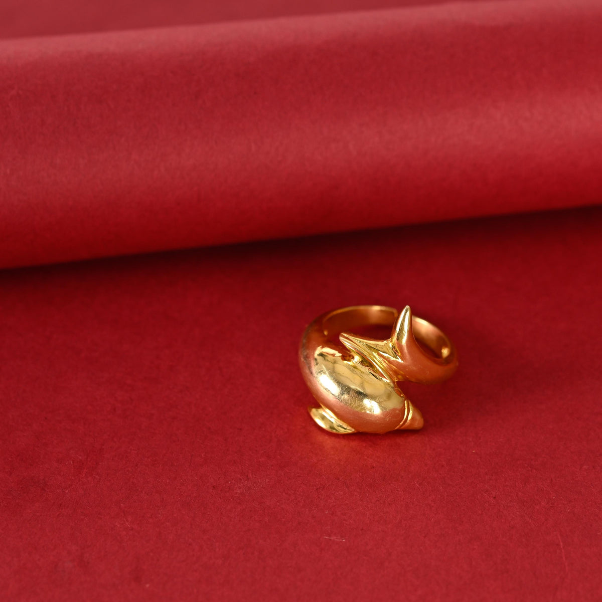 Handmade Dolphin Gold Plated Adjustable Statement Ring for Women & Girls