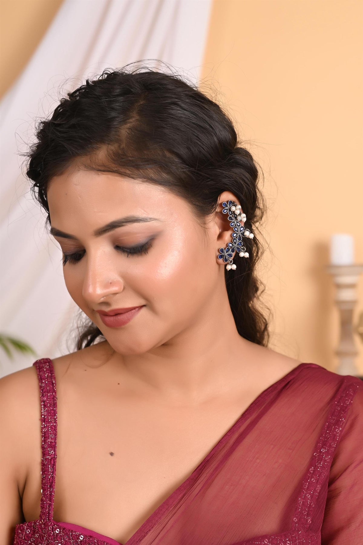 Handmade cuff Earrings for Women, Silver Plated Ear Cuffs for Girls