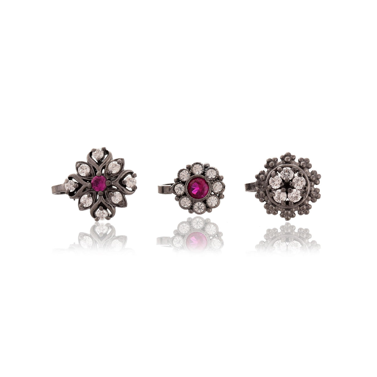 Silver Plated Non Piercing Nose Pin Set, Zircon Brass Jewelry