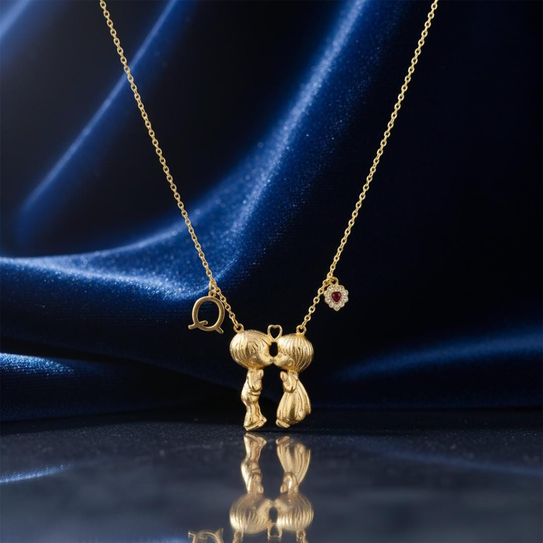 Custom Initial Necklace: Gold Bubble Letter Necklace