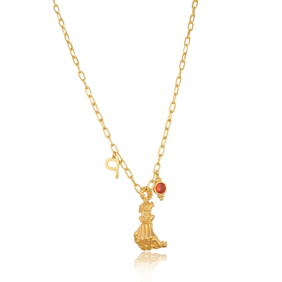 Custom Birthstone Initial Necklace: Personalized Gold Plated Brass Jewelry