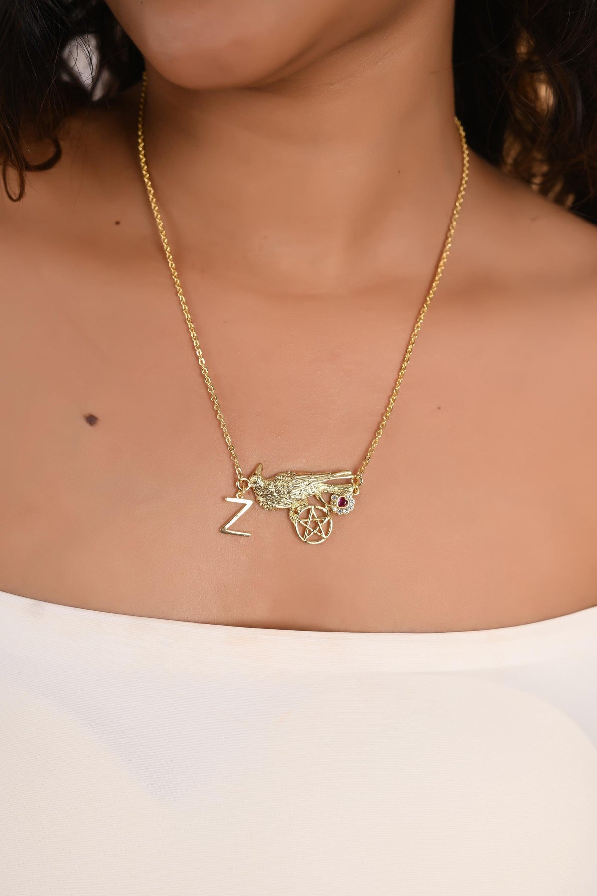 Custom Initial Necklace: Personalized Gold Plated Brass Jewelry