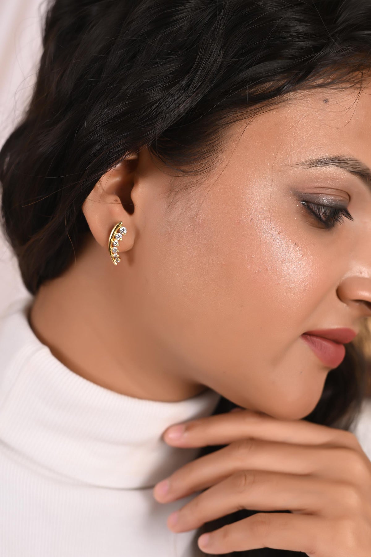 Zircon Stud Earrings: Hypoallergenic Silver, Gold Plated