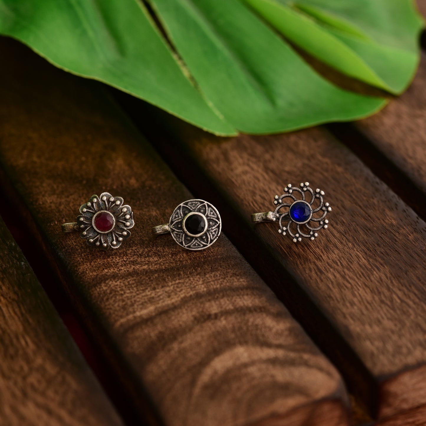 Tanusha Jewels Oxidised Finishing Clip On Nosepins for women || Pack of 3