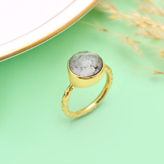 Handmade Labradorite Gold Plated Ring | Dainty Boho Jewelry