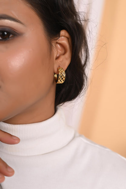 Gold Plated Silver Hoop Earrings: Brass Statement Jewelry
