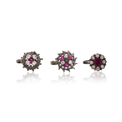 Zircon Silver Plated Nose Studs, Non Piercing Nosepin Set