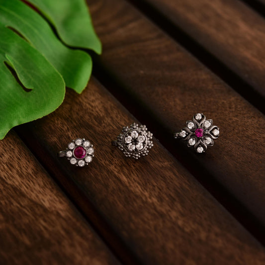 Silver Plated Non Piercing Nose Pin Set, Zircon Brass Jewelry