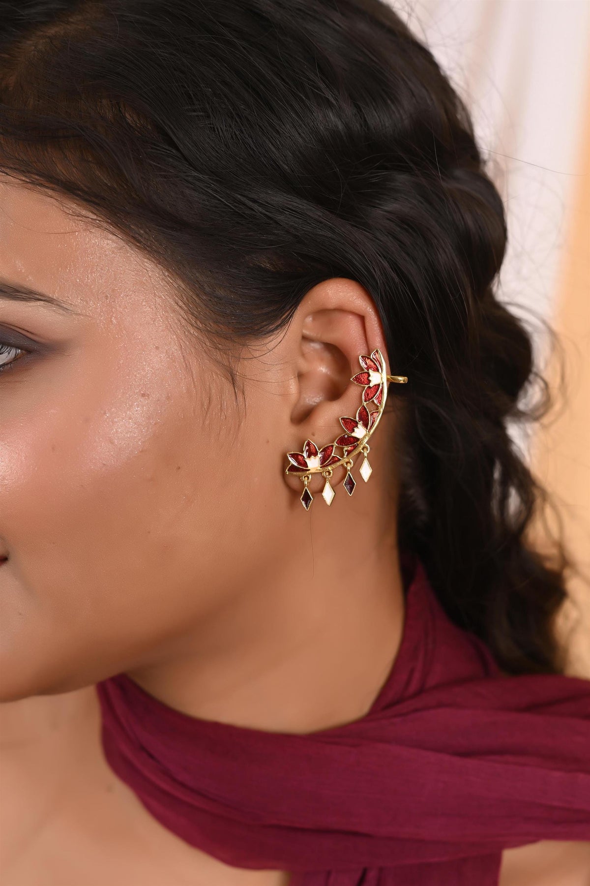 Handmade Enamelled Gold Plated Ear cuffs for Women and Girls