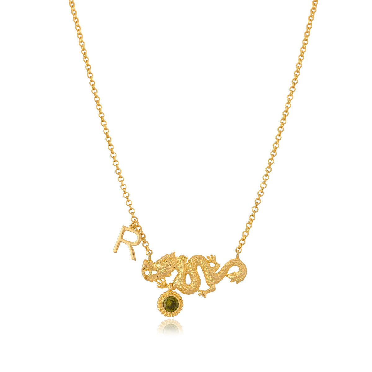 Custom Birthstone Initial Necklace: Personalized Gold Plated Brass Jewelry