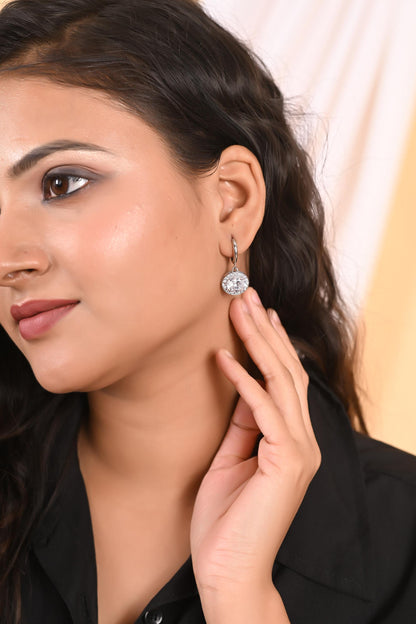 Gold & Silver Plated Oval Hoop Earrings: Brass Dangle Zircon