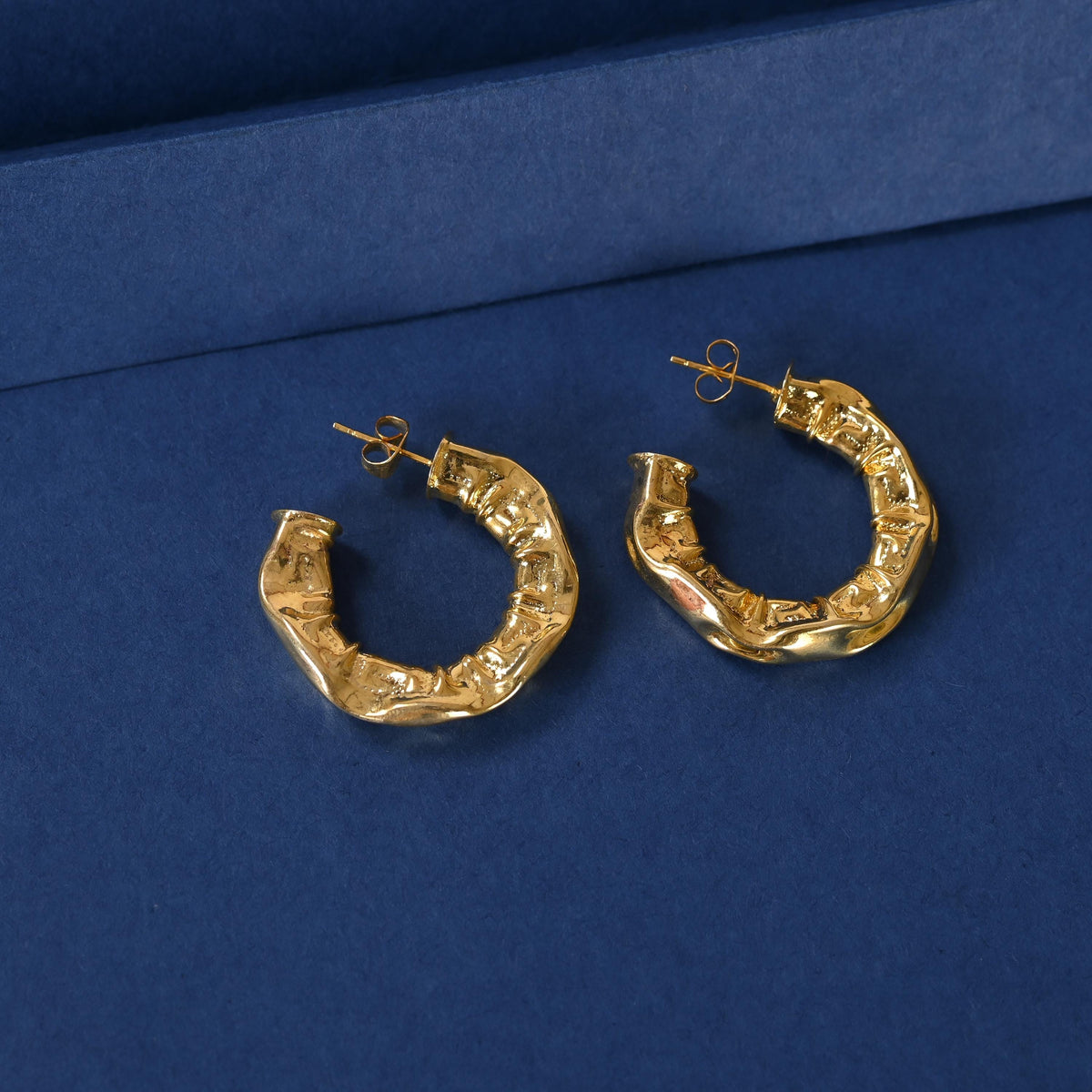 Gold Plated Brass Hoop Earrings: Asymmetrical Statement Jewelry
