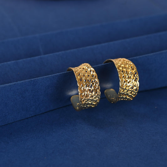 Gold Plated Silver Hoop Earrings: Brass Statement Jewelry