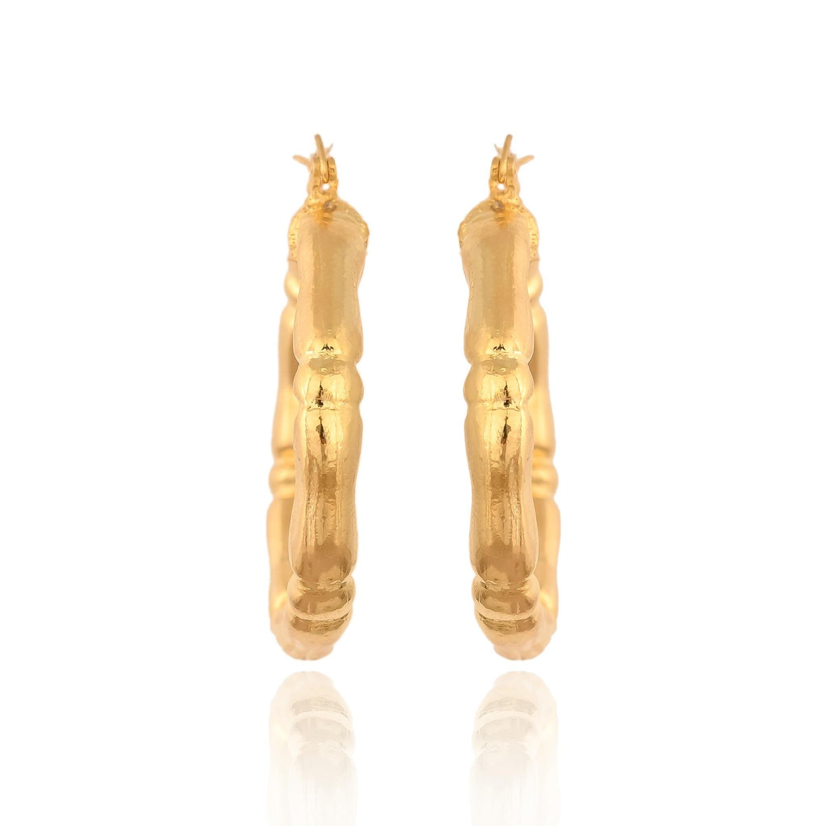 Gold Plated Brass Roung Hoop Earrings Statement Jewelry for women