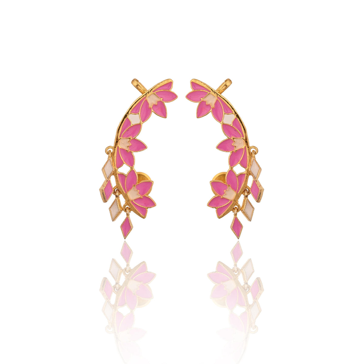 Handmade Enamelled Gold Plated Ear cuffs for Women and Girls