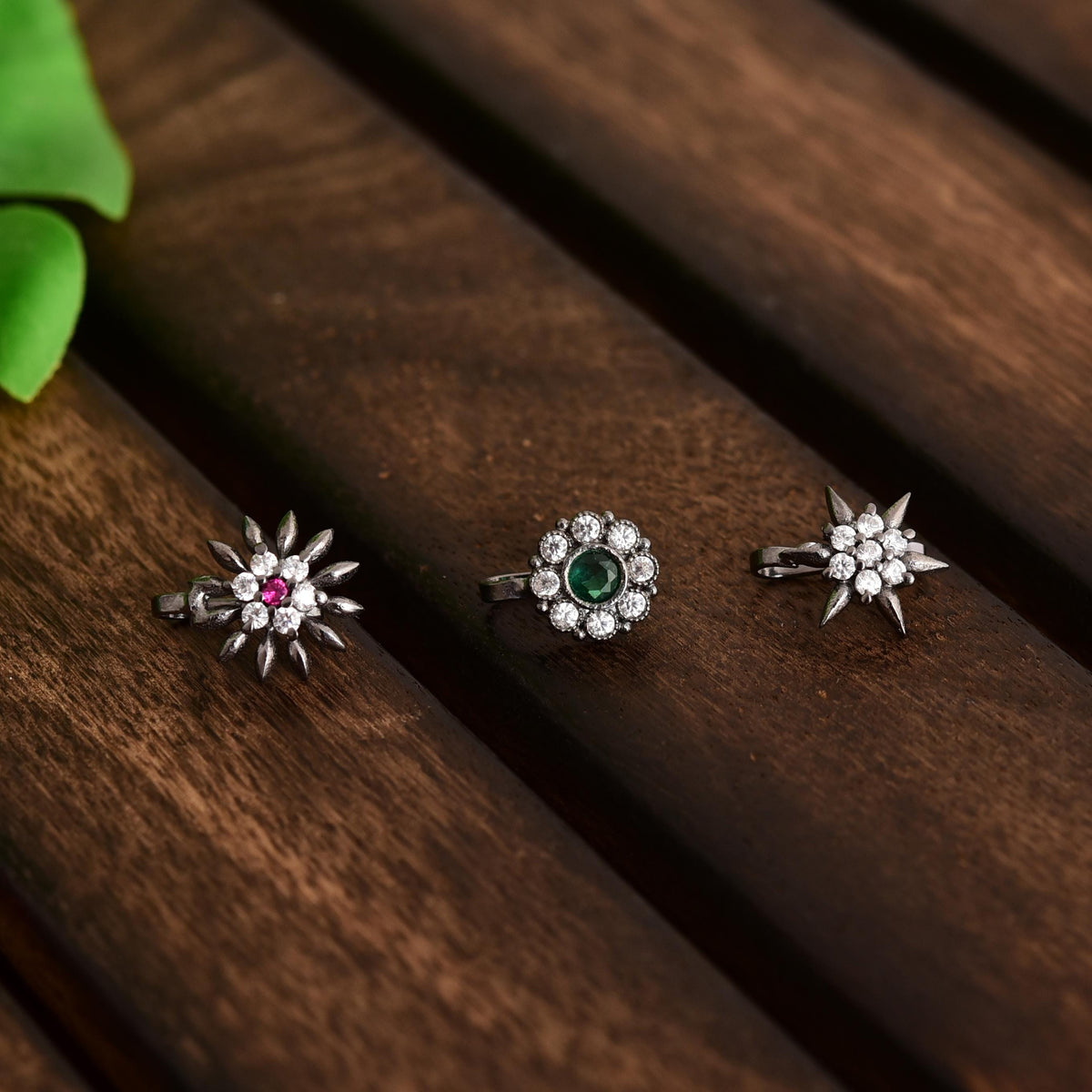 Zircon Studded Clip On Nosepin Set, Non Piercing Nose Studs