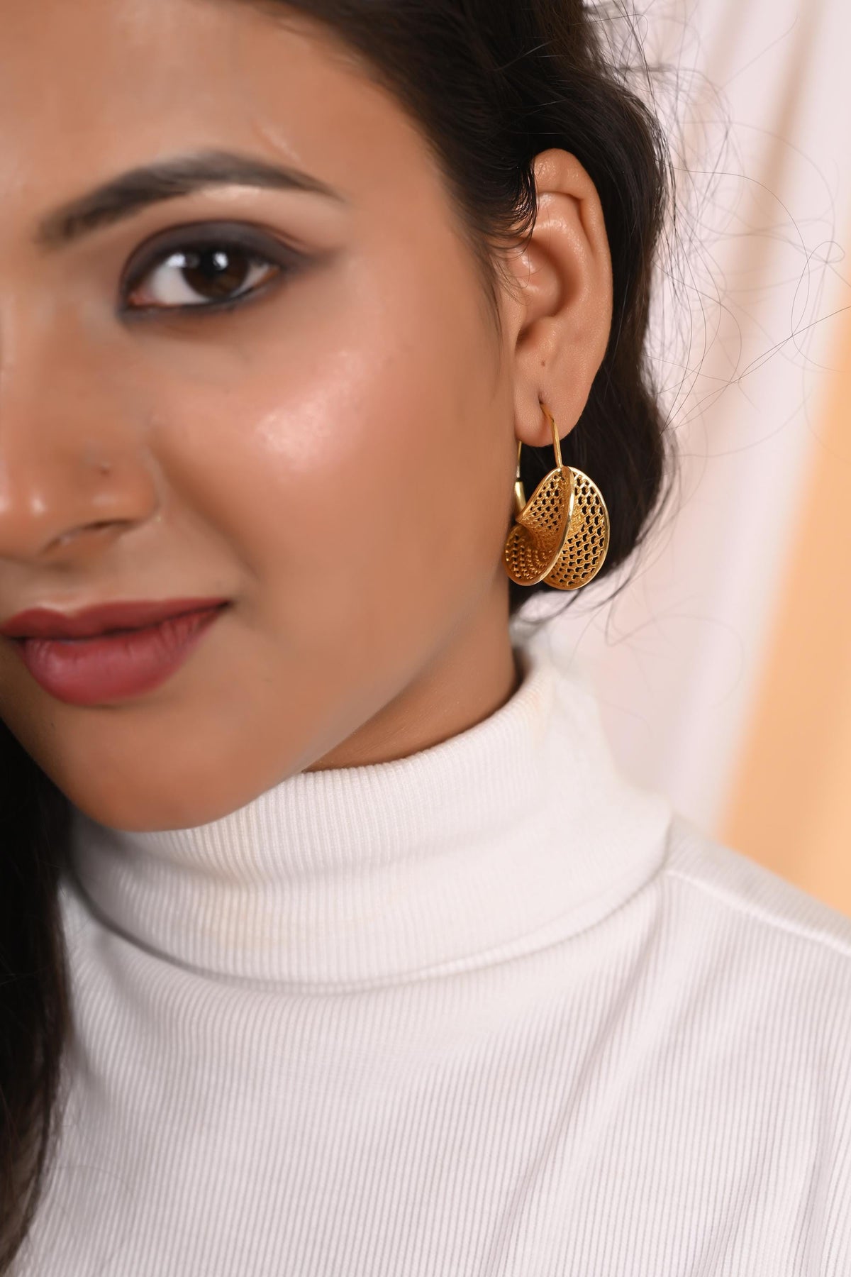 Gold Plated Brass Hoop Earrings Statement Jewelry for women