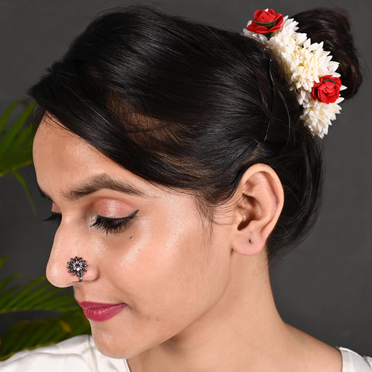 Zircon Studded Clip On Nosepin Set, Non Piercing Nose Studs