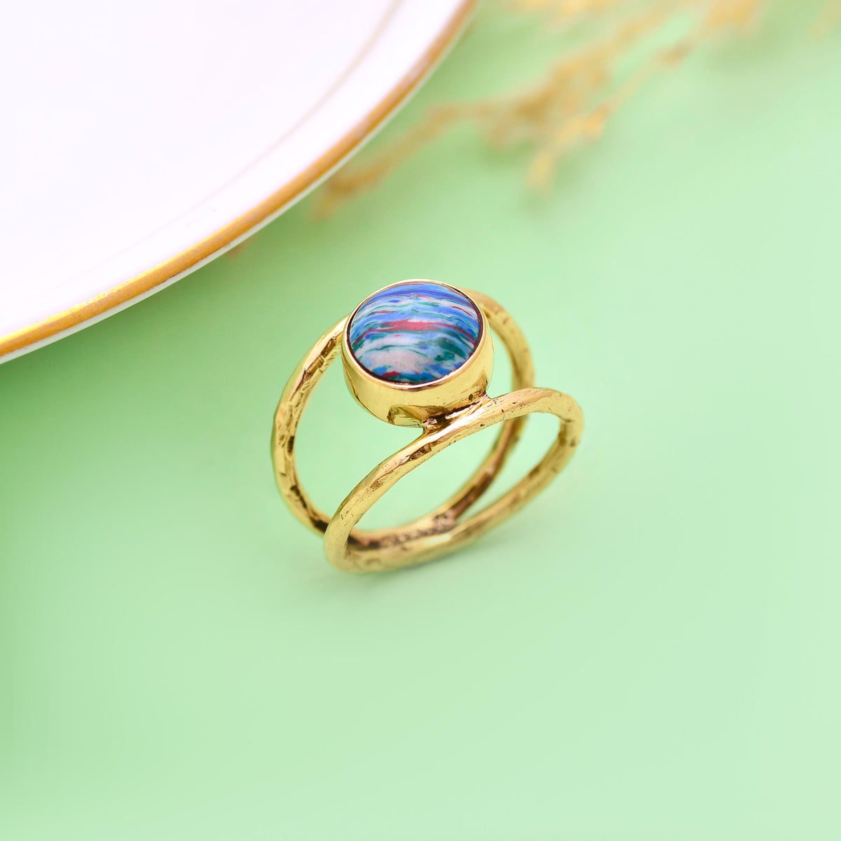 Handmade Abalone Shell Statement Ring | Boho Ocean Jewelry