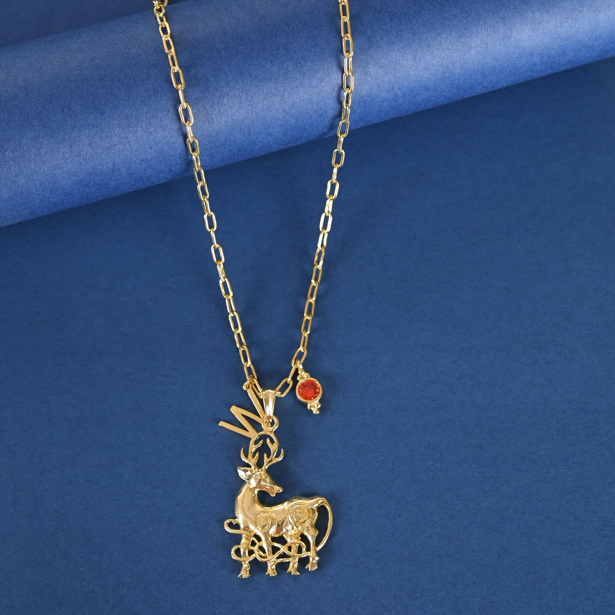 Custom Birthstone Initial Necklace: Personalized Gold Plated Brass Jewelry